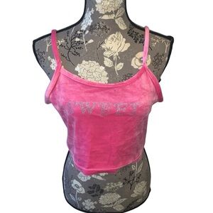 Y2K Pink Velour Crop Tank size large